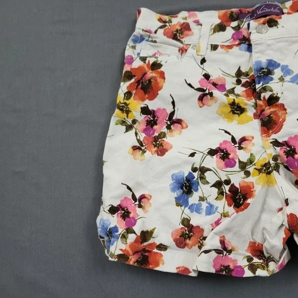 Gloria Vanderbilt Amanda Floral Shorts Womens 14 White Pink Orange Blue - Picture 12 of 13